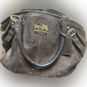 Coach Madison Sophia 15960 Brown Leather Satchel Bag Purse Brass Horse Carriage